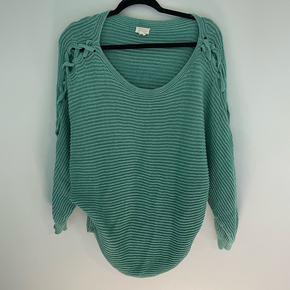 Caslon Teal Textured Knit Sweater - Large